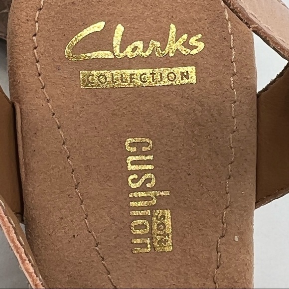 Clarks Collection Tan Soft Cushion Cork Wedge Sandals Size 6 1/2 Wide Women’s - Picture 2 of 9